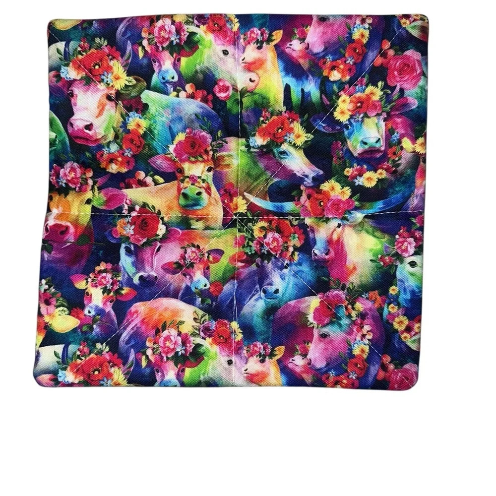 NWT Colorful Cow Print Storage Pouch